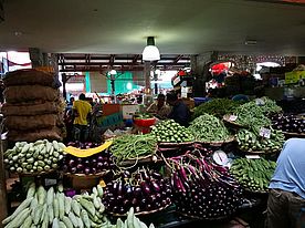 Obst und Gemüse im Zentralmarkt von Port Louis auf Mauritius