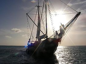 Foto: Segelschiff vor der Karibik Insel Aruba