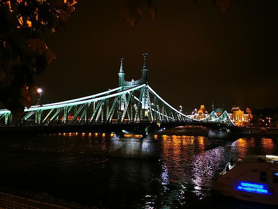 Die Freiheitsbrücke in Budapest über der Donau
