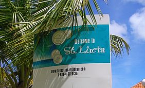 Foto: Willkommenstafel auf der Karibik Insel St. Lucia