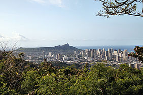 Foto: Blick auf Waikiki und den Diamond Head - Oahu, Hawaii.